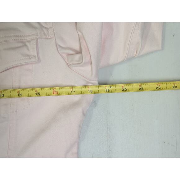 Pink Barbiecore Live A Little Cropped Jean Jacket Tailored Stretch Cotton Snap M - Picture 8 of 10
